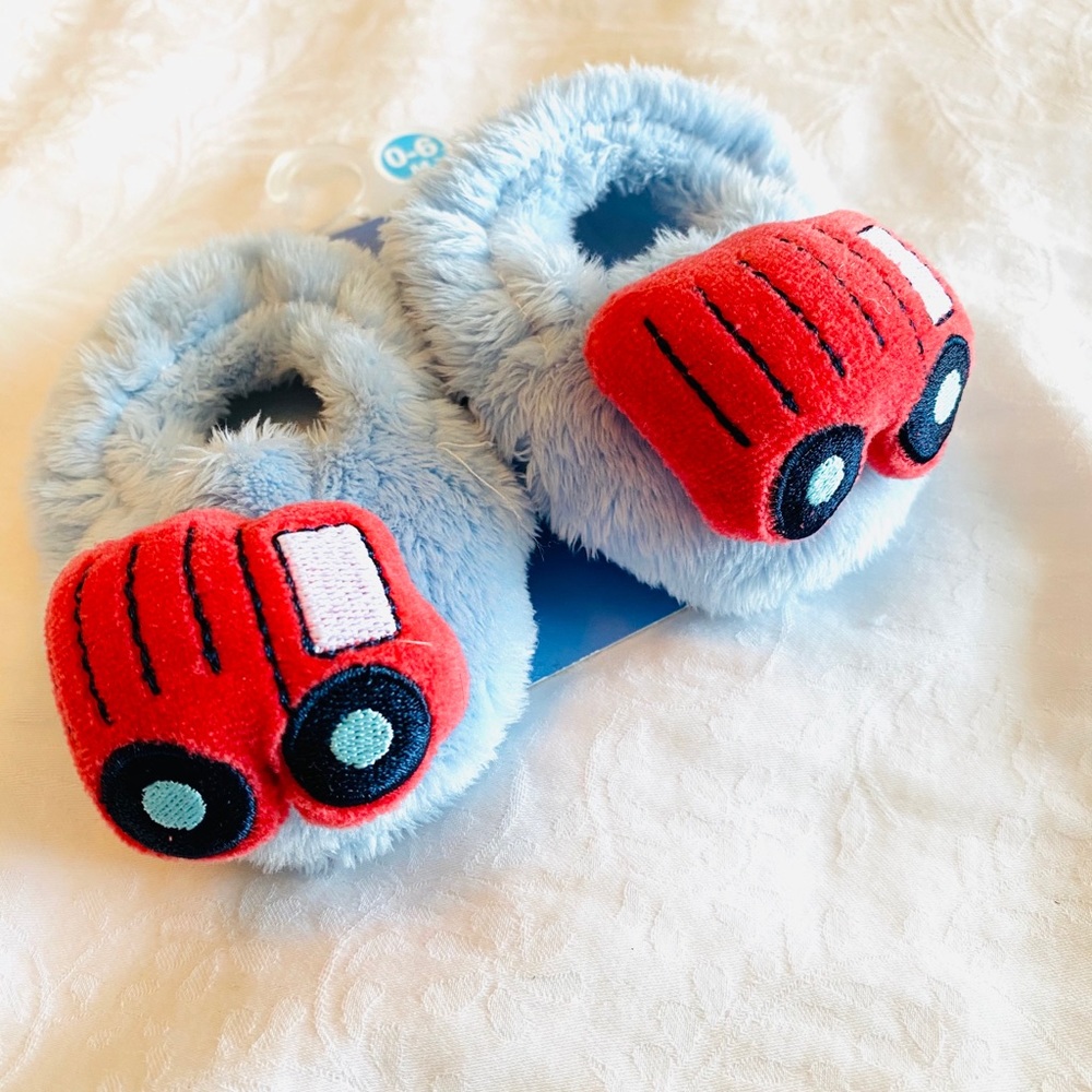 Baby Slippers Blue Firetruck